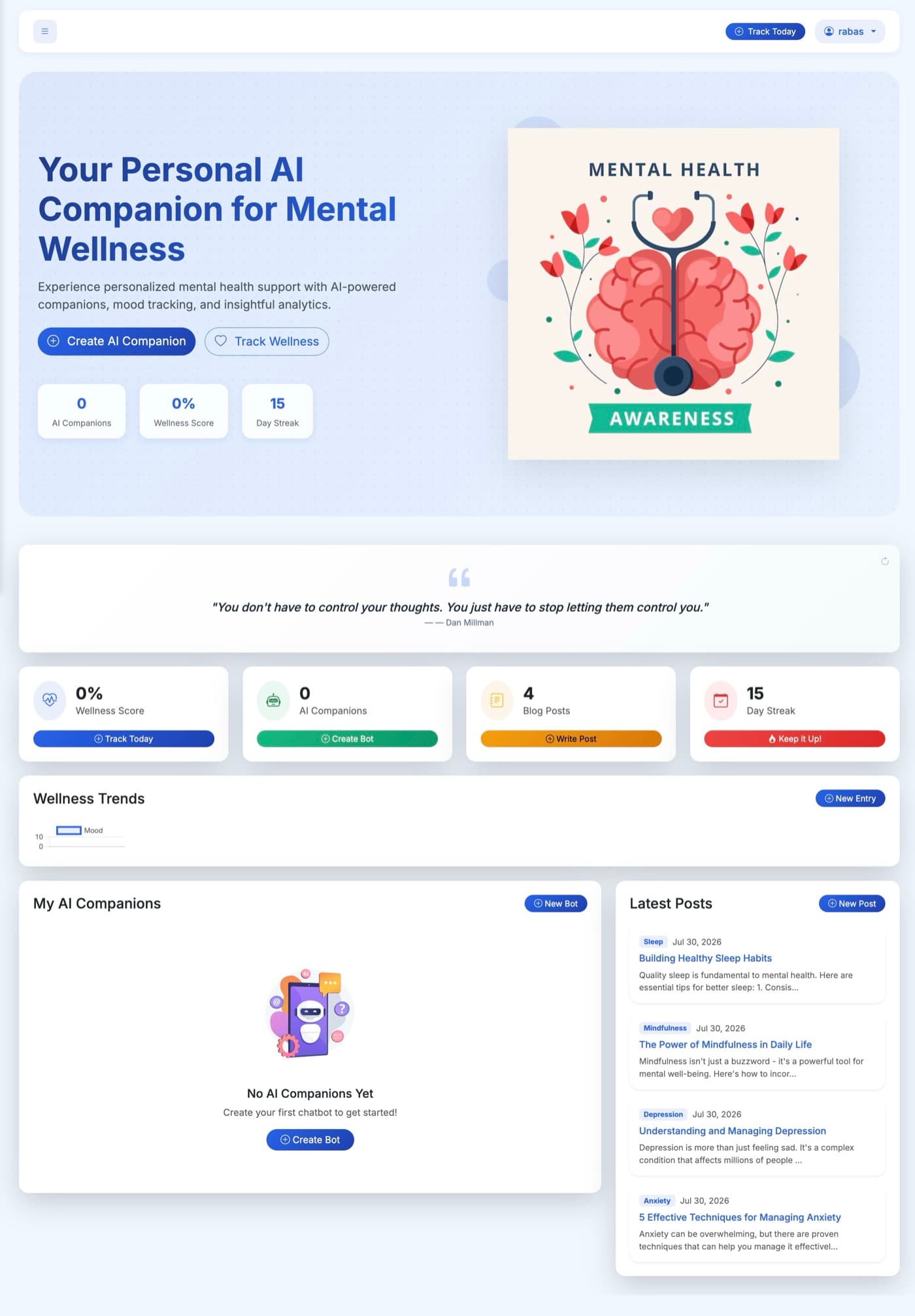 MentalMate screen 1